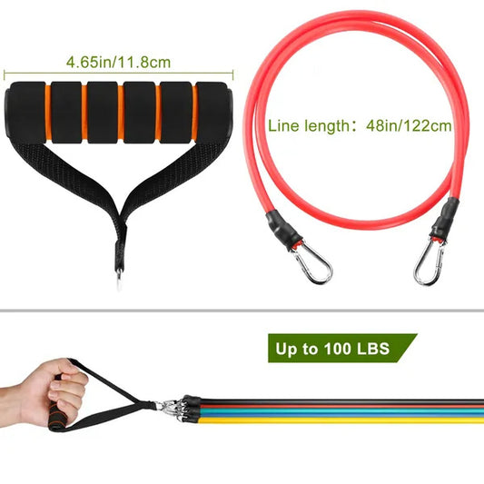 “11PCS Resistance Bands Set with Handles, Straps & Bag – Complete Home Workout Kit”